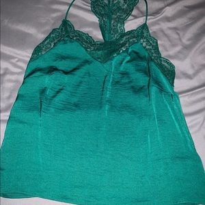 H&M lace trimmed satin tank top